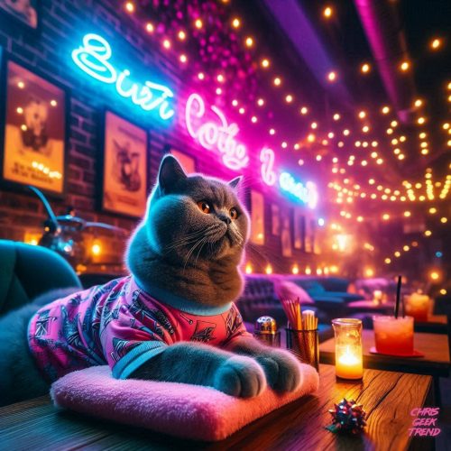 Paws and Whiskers: A Night in Neon City